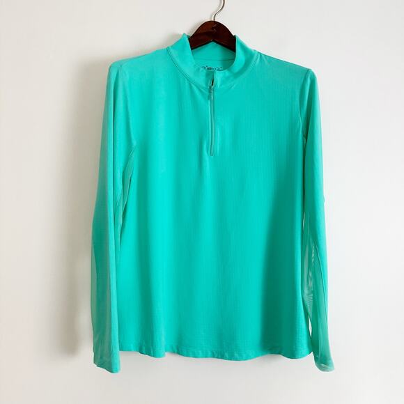 IBKUL Mock Neck Half Zip Long Sleeve Top Jade XL - Picture 3 of 10